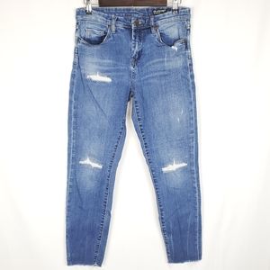 Blank NYC High Dive Ripped Distressed Raw Hem Jean